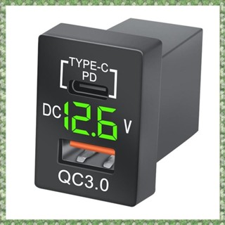 (D Z V 新充電器 QC3.0 USB 車載充電器插座 PD Type-C 充電器帶 LED 數字電壓表,用於新快速