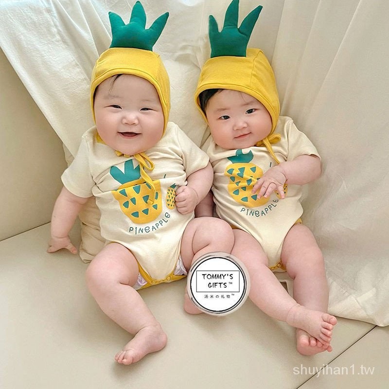 【媽咪的選擇】夏季新款鳳梨造型印花嬰兒連身衣ins款寶寶哈衣嬰兒包屁衣