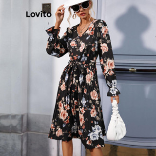 Lovito 女士休閒花卉圖案洋裝 LNL52154