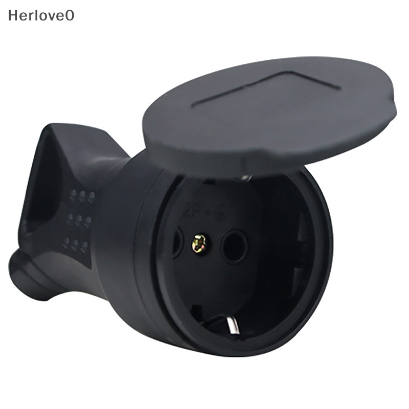 Herlove 歐盟橡膠防水插座插頭電氣接地歐式連接器帶蓋 IP54 用於 DIY 電源線 16A 250V TW