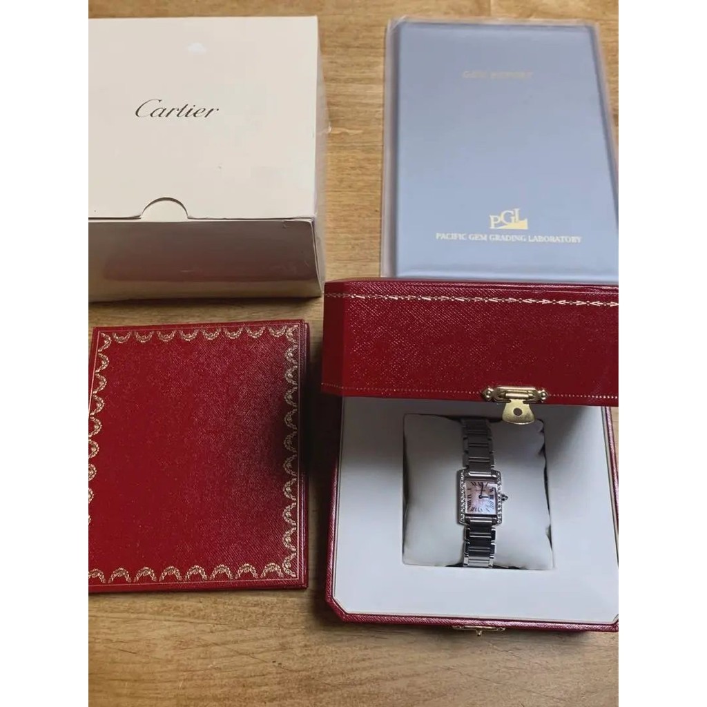 Cartier 卡地亞 手錶 Tank Francaise 粉紅色 SM 貝殼 mercari 日本直送 二手