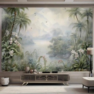 定制熱帶森林植物自然景觀3d壁畫客廳臥室電視背景牆紙裝飾壁紙