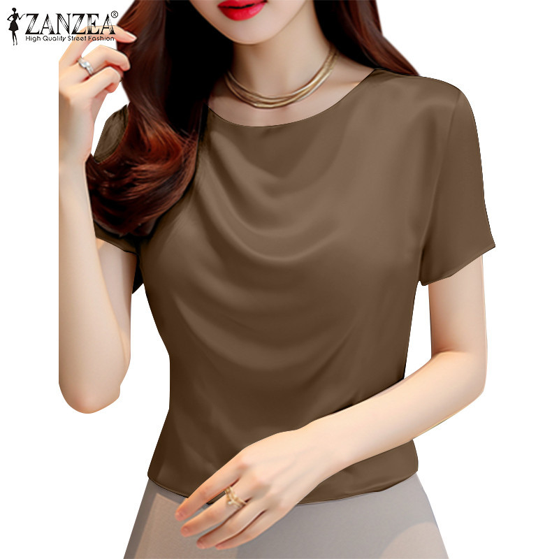 Zanzea 女式韓版休閒圓領短袖寬鬆上衣