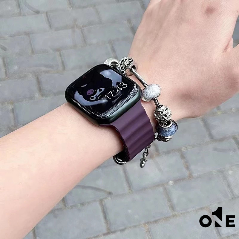 海洋矽膠錶帶 液態 雙釦 簡約 適用Apple Watch S8 7 6 5 4 3 2 1 SE  41 45mm