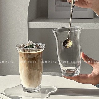 [D0312]ins風水晶玻璃杯果汁杯古典寬口杯高顔值夏天水杯家用牛奶果汁杯子冷萃濃縮咖啡冰美式鷄尾酒