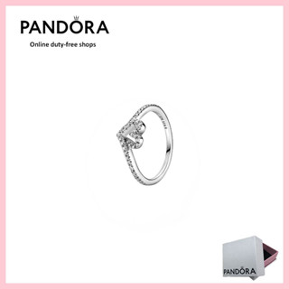 [免稅] PANDORA 100% AuthenticS925 純銀首飾戒指[199302C01]閃閃發光的叉骨心形戒指