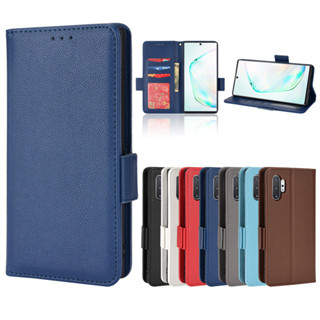 ✅臺灣現貨✅三星 Samsung Galaxy Note 10 Plus 皮套插卡翻蓋支架側扣荔枝紋 防摔手機殼保護皮套