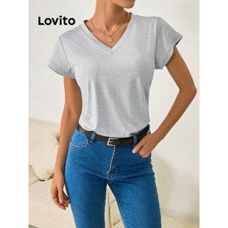Lovito 女士休閒素色基本款T恤 LBL09097