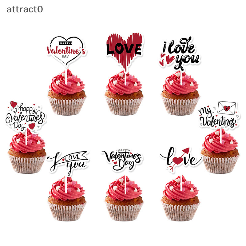 Attact 12 件情人節紙杯蛋糕裝飾愛心蛋糕裝飾情人節婚禮生日派對裝飾用品 TW