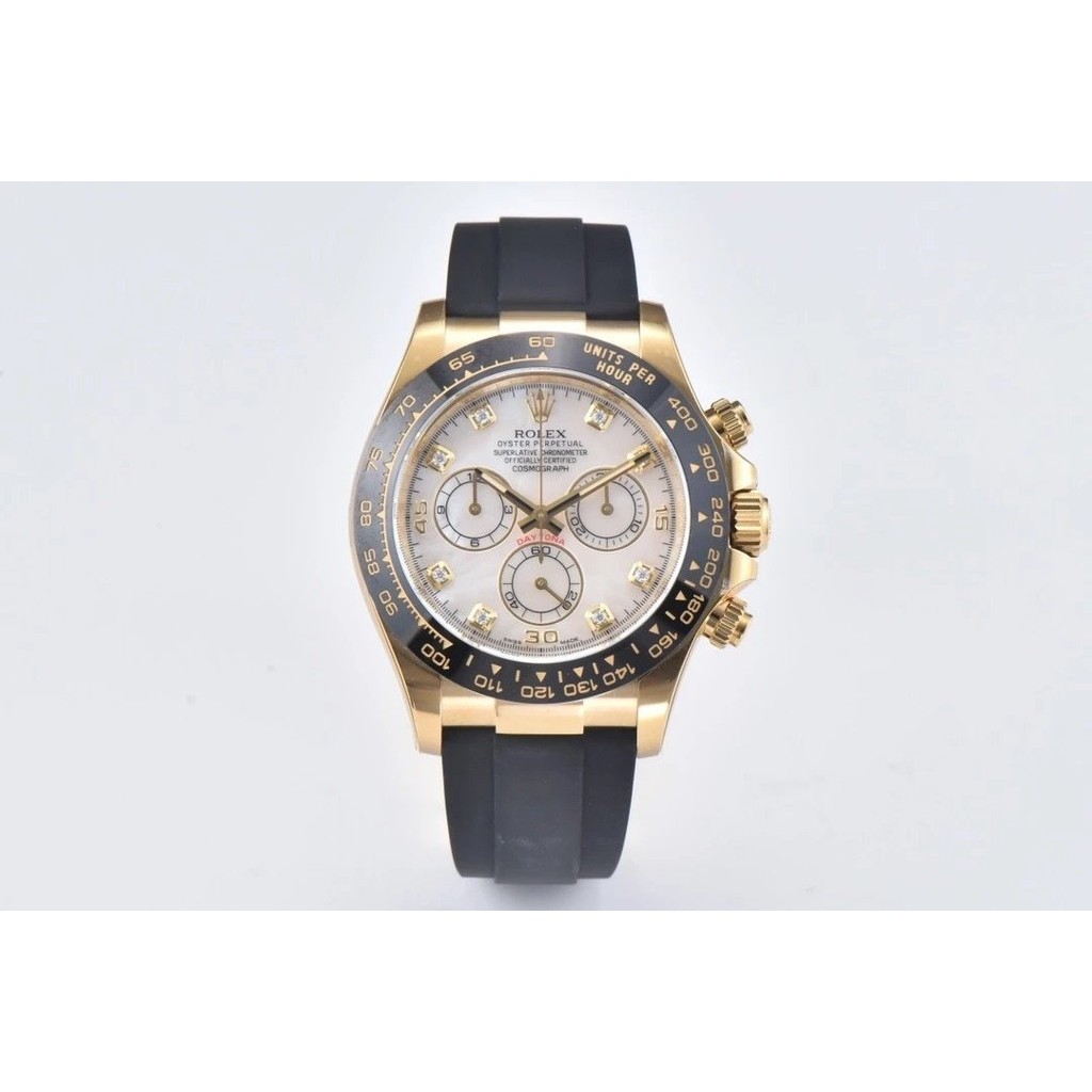 Clean廠手錶 m116518ln-0045 貝母面鑲鑽橡膠錶帶腕錶 4130機芯 自動機械計時碼錶 40毫米