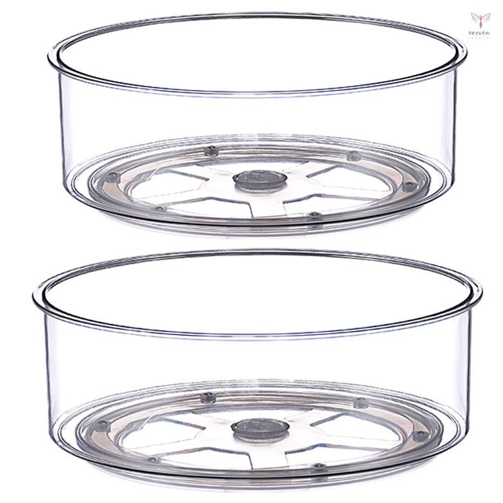 Uurig)廚房透明儲物轉盤 12 英寸和 9 英寸 2 件圓形 PET 透明旋轉轉盤整理和儲物盒,適用於櫥櫃儲藏室冰箱