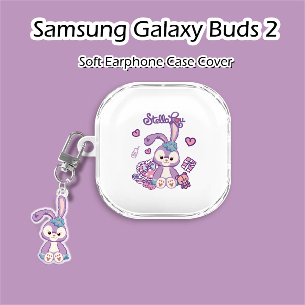 SAMSUNG [高品質] 適用於三星 Galaxy Buds 2 手機殼透明卡通圖案軟矽膠耳機殼外殼保護套