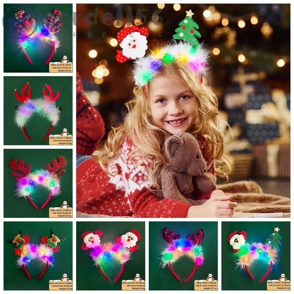 Cordell LED 聖誕頭帶,LED 鹿角 LED 燈聖誕頭帶,節日彩色頭飾發光聖誕樹雪花髮帶閃光玩具