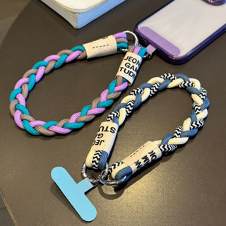 KWY Store &新款紫色系手腕編織手機掛繩掛飾個性拼色三股彩色尼龍繩結實防丟手機鏈