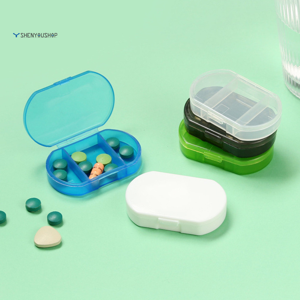 SHENYOU 2pcs便攜隨身迷你藥盒 旅行藥物收納盒 三格分裝醫藥盒宣傳藥盒