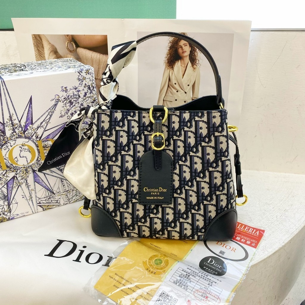 迪奧 Dior 名牌設計奢華女士手提包女手提包斜挎 PU 皮革水桶包女