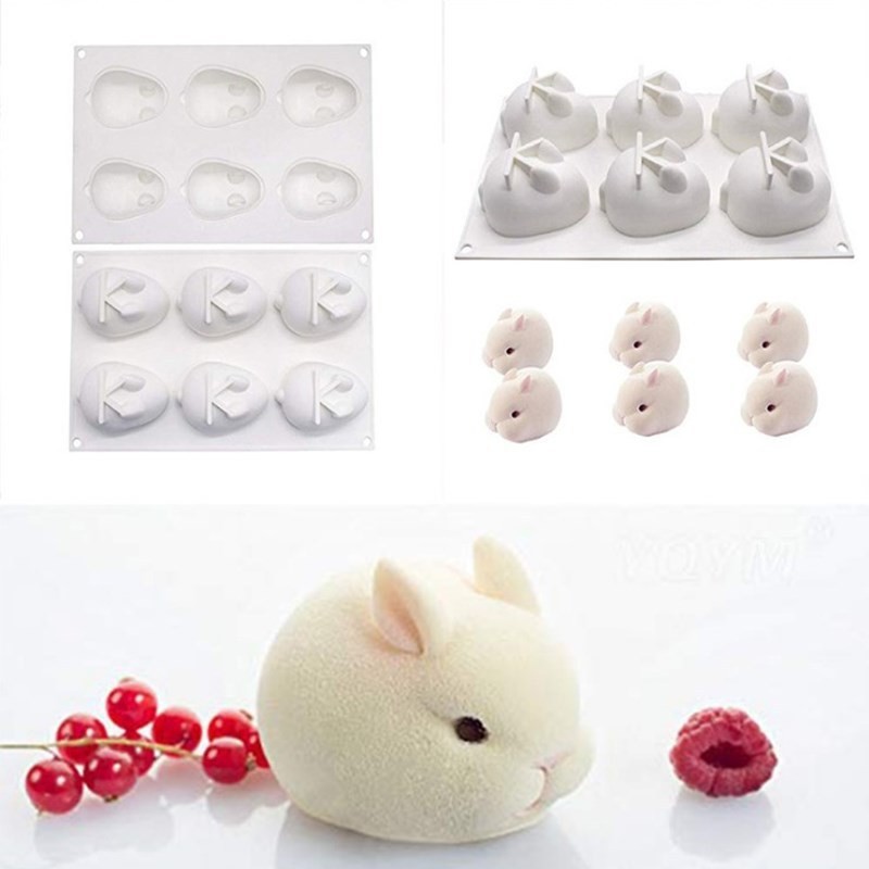 3D兔子奶凍模具大號兔子果凍矽膠布丁慕斯模具小白兔玉兔蛋糕