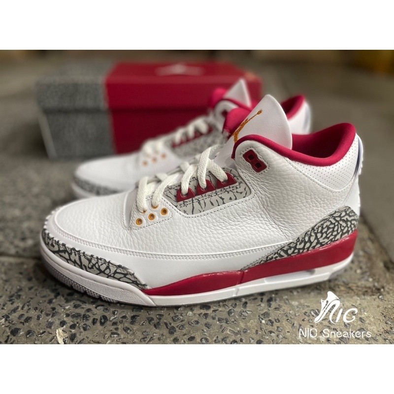 高品質 Sneakers Air Jordan 3 Cardinal Red 白紅 爆裂紋 CT8532-126