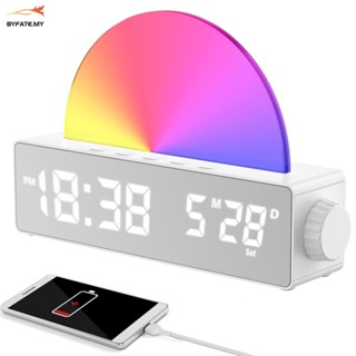 日出鬧鐘觸摸控制喚醒燈黎明模擬器鬧鐘 7 色 LED 數字時鐘床頭太陽燈 SHOPSKC0317
