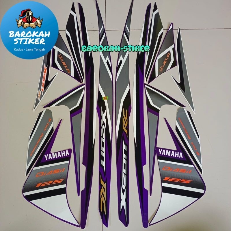 山葉 Ungu 雅馬哈至強 rc 125 2013 摩托車桿貼紙條紋貼紙紫色清單車身最佳標準 Barokah 貼紙