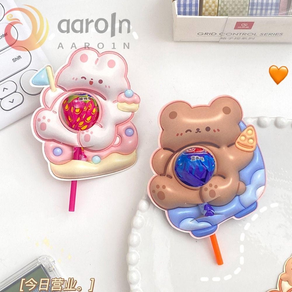 AARO10Pcs棒棒糖套餐卡,INS兔子熊圖案棒棒糖裝飾紙卡,韓語DIY包裝3D糖果架