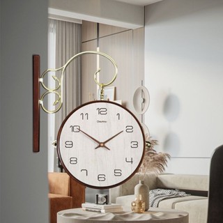 時尚壁掛錶 雙面掛鐘 客廳家用鐘錶 兩面掛鐘 個性時鐘 現代簡約創意田園