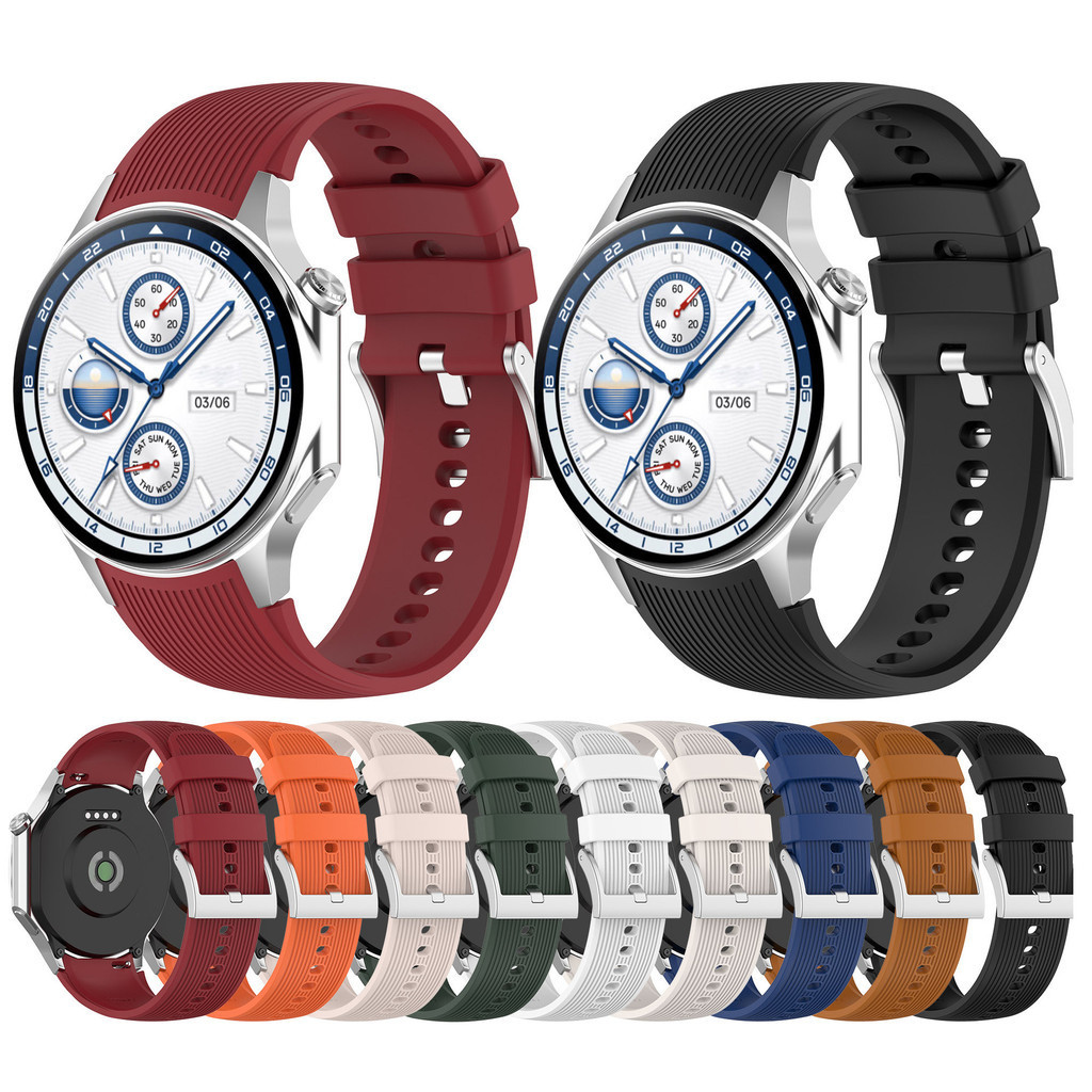 適用於 OPPO Watch X 的矽膠錶帶,NO Gaps 圓形接口替換手錶,適用於 Oneplus Watch2 智