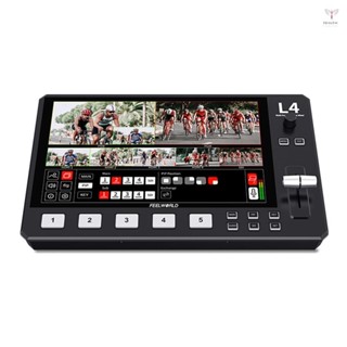 Feelworld L4 多格式影片混音器切換器,帶 10.1 英寸觸控式螢幕內建冷卻器 4 x HDMI 輸入 + 1 x