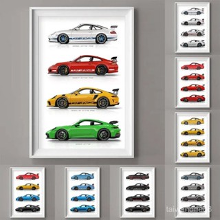 GT3 RS 汽車一代超級跑車海報、帆布畵、家居裝飾、墻壁藝術裝飾、送給汽車愛好者的禮物，無框，911