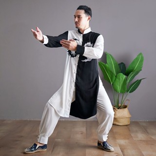 運動精選 運動套裝 練功服 太極服 麻凡秋季新八卦練功服中國風太及服刺繡盤扣唐裝男士休閒套裝 寬鬆 套裝 運動 享家