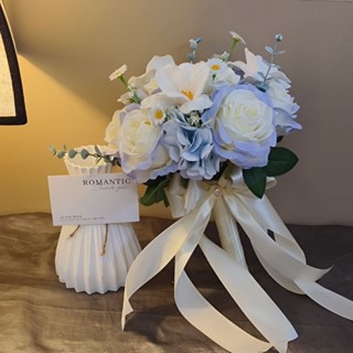 今禧 新款新娘手捧花結婚仿真花韓式玫瑰領證接親仿真花拍照道具花束球仿真花 生日禮物 情人節 交換禮物