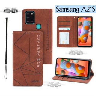 SAMSUNG Hp 手機殼三星 Galaxy A21S 翻蓋錢包手機皮套磁性翻蓋錢包外殼