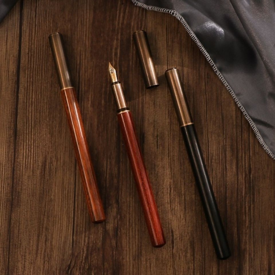 檀木鋼筆復古原木黃銅書法筆免費訂製LOGO公司禮品畢業禮品筆國潮