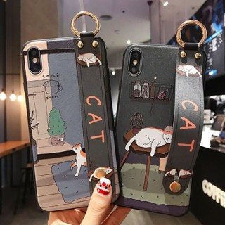 可愛卡通貓咪 腕帶殼 華碩 ASUS ROG Phone 9 Pro 手機殼 腕帶支架 可愛 TPU 矽膠套 軟殼 殼社