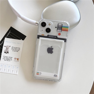 彩虹 相機 拍立得 插卡 手機殼 適用於iPhone 15 14 13 12 11 Pro Max 全包 卡通 防摔殼