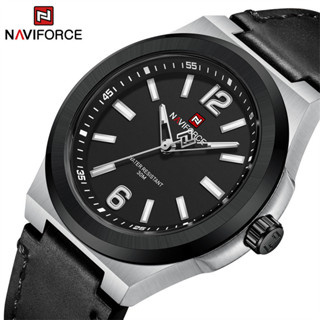 Naviforce 原裝新款男士豪華手錶運動防水時鐘高品質時尚 PU 錶帶男石英手錶