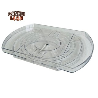 1 件方形 Lazy Susan 收納盒滑軌和 360° 旋轉矩形轉盤組織者和冰箱儲存冰箱拉出式冰箱方形轉盤