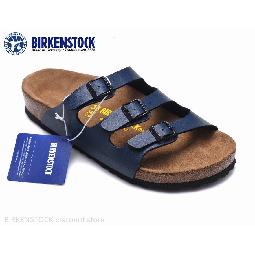 Birkenstock 佛羅里達男/女經典軟木亞光藍色拖鞋 34-46。