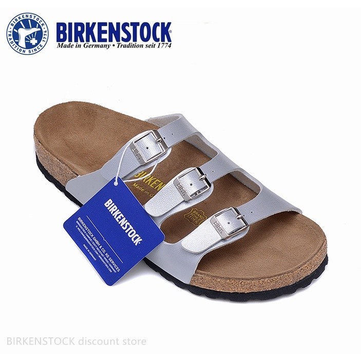 Birkenstock 佛羅里達男/女經典軟木銀蛇皮拖鞋 34-46。