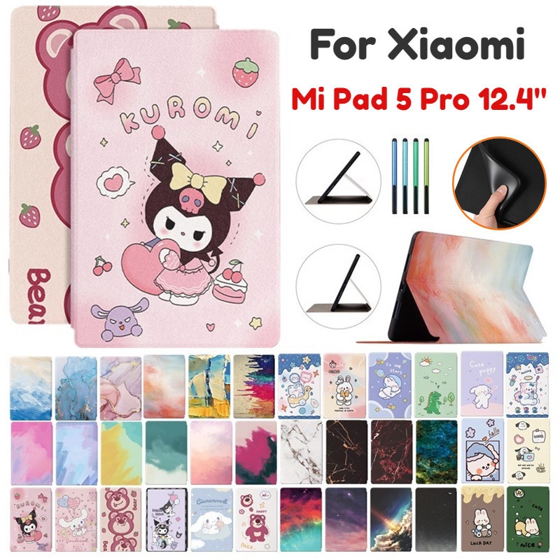 XIAOMI MI Kuromi 卡通彩繪壓紋 PU 皮套適用於小米 Mi Pad 5 Pro 12.4 英寸保護套翻蓋