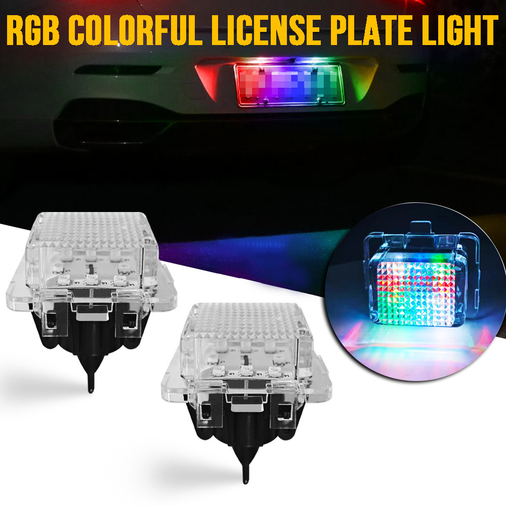 【現貨】2pcs 12v GRB 彩色 LED 車牌後尾燈適用於梅賽德斯奔馳 C S E CL 級 C207 W204