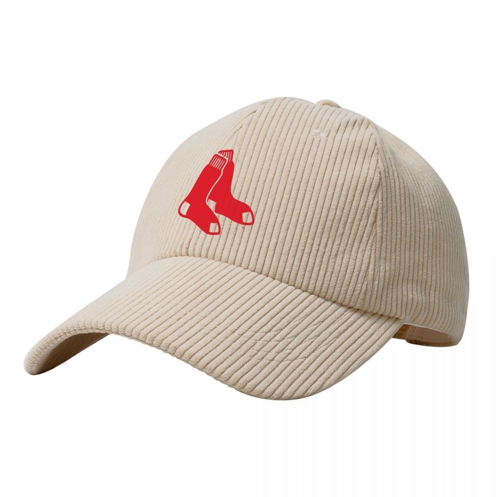 Mlb 波士頓紅襪隊棒球帽燈芯絨休閒棒球帽帶可調節肩帶時尚太陽帽適合日常