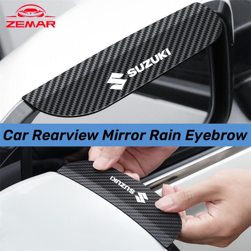 SUZUKI 2 件裝鈴木通用汽車後視鏡防雨罩碳纖維後視鏡貼紙汽車零件適用於鈴木 ERTIGA XL7 Swift SX