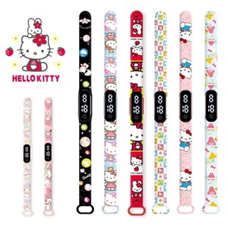 Hello Kitty 數字手錶動漫三麗鷗 Melody 學生矽膠電子 LED 腕帶兒童益智玩具兒童生日禮物
