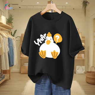 現貨200斤S-3XL卡通印花衣梨形身材遮臀上寬鬆顯瘦oversizeT恤抗起球耐穿夏天女裝韓系t恤D0118B