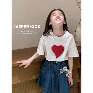 Smile Kids 女童短袖 臺灣出貨 女童短袖T恤夏裝2025年新款洋氣休閒愛心印花中大童上衣