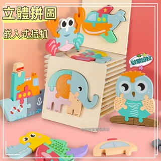 臺灣現貨⭕立體拼圖 兒童拼圖 木質拼圖 幼兒拼圖 拼板教具 手抓板 木質拼板 益智玩具 積木玩具 木質立體拼圖