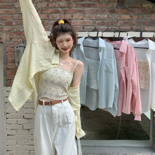 防曬襯衫 開衫外套 長袖襯衣 女生襯衣 大碼罩衫 寬鬆襯衫 素色開衫 小眾設計感上衣 薄款襯衫外套 小個子襯衣 韓版休閒
