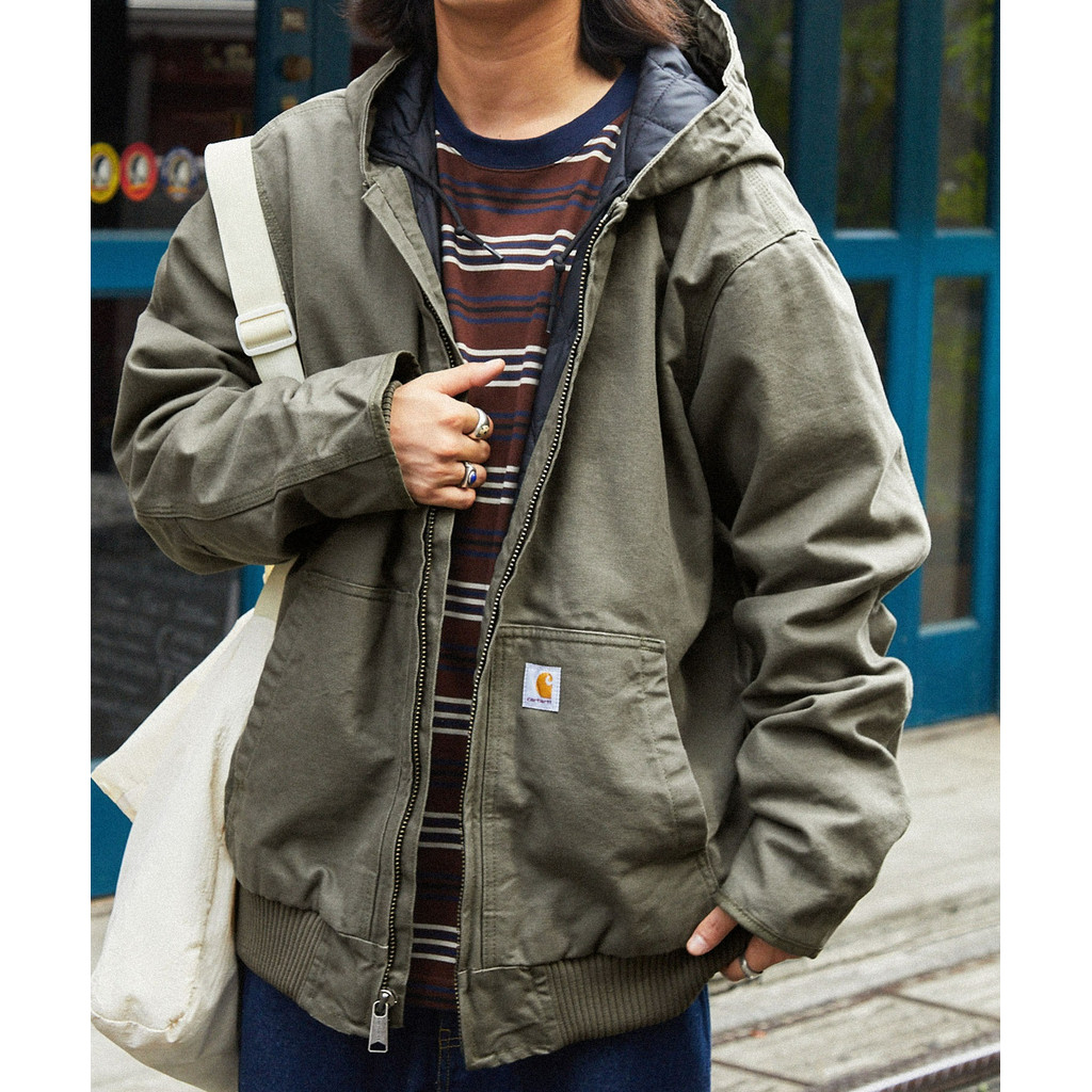 【ZIPPER】L號 CARHARTT Washed Duck Active Jacket J130 經典保暖外套 軍綠