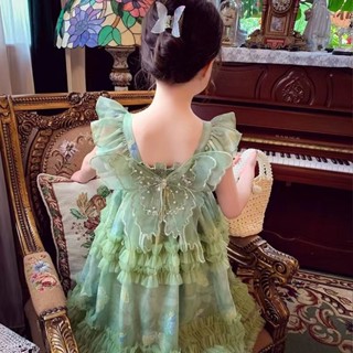 爆款【1242人收藏】女童連衣裙夏裝2025新款兒童網紅蝴碟吊帶女孩蓬蓬網紗公主裙夏季熱銷款女童炸街套裝小洋裝 酷颯風